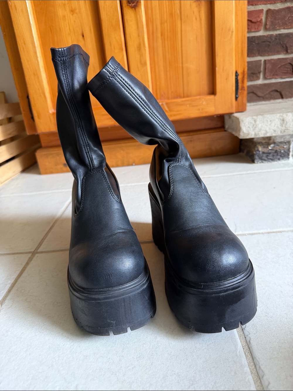 Windsor Smith Black Platform Chelsea Boots